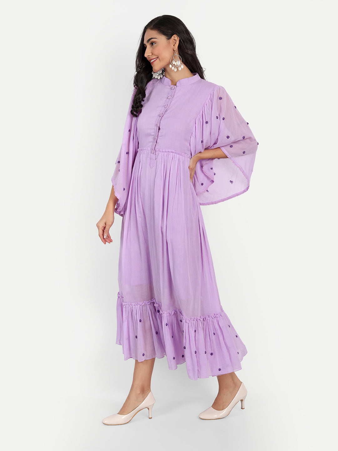 Lavender Rose Hand Embroidery Dress