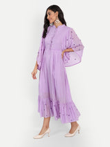 Lavender Rose Hand Embroidery Dress