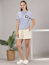Blue crochet pocket T-shirt