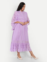 Lavender Rose Hand Embroidery Dress