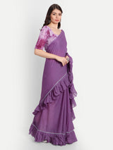 Purple Frill Saree