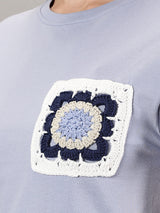 Blue crochet pocket T-shirt