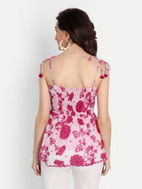 Bird Print Pink Strap Top
