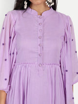 Lavender Rose Hand Embroidery Dress