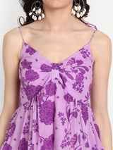 Bird Print Purple Strap Top