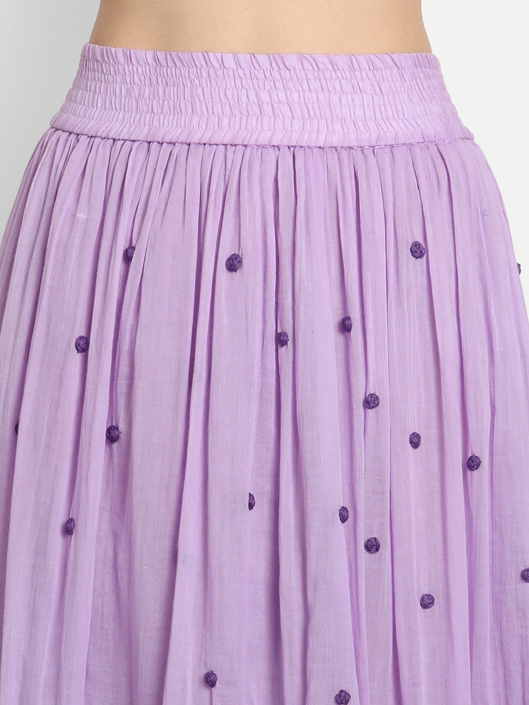 Lavender Rose Embroidery Ruffle Skirt