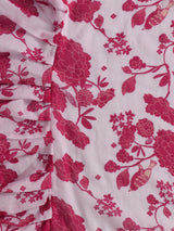 Pink Bird Print Frill Saree