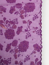 Purple Bird Print Pleated Kurta Set
