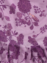 Purple Bird Print Frill Saree