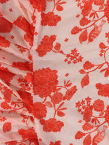 Orange Bird Print Frill Saree