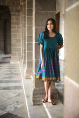 Puff Sleeves Pompom Dress