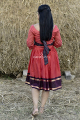 Peach Stripes Belt Dress