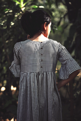 Black Checks Pom Pom Dress