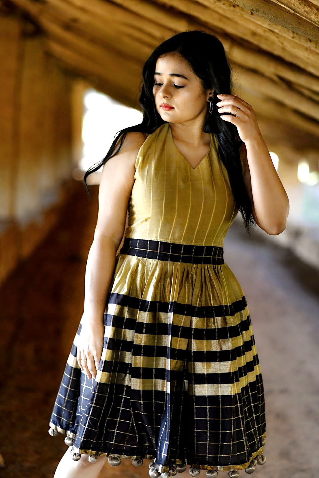 Halter Neck Pompom Dress