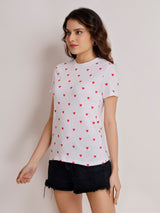 Red Heart Print T-Shirt