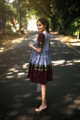 Collar Grey Zari Border Dress