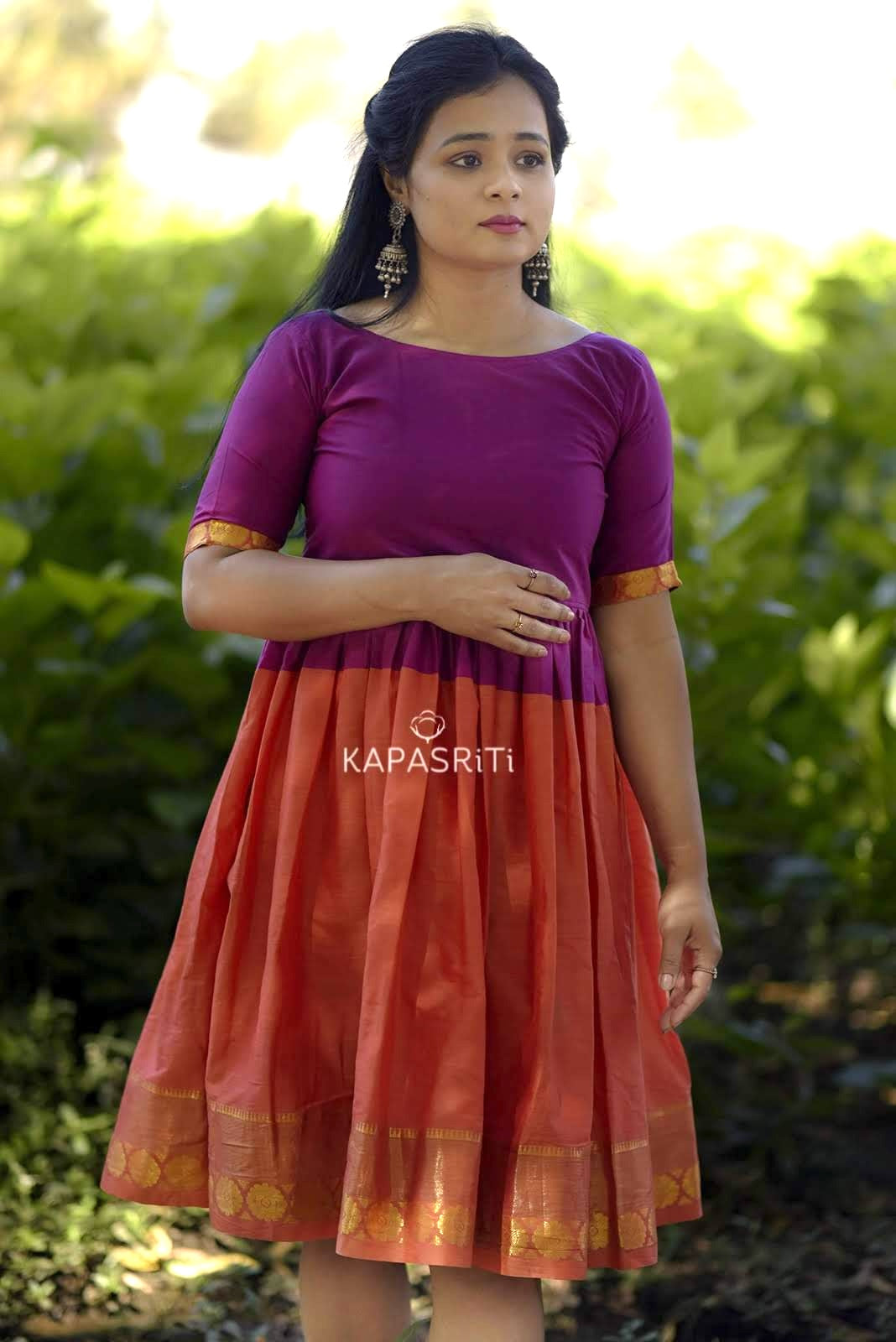 Magenta Zari Border Dress
