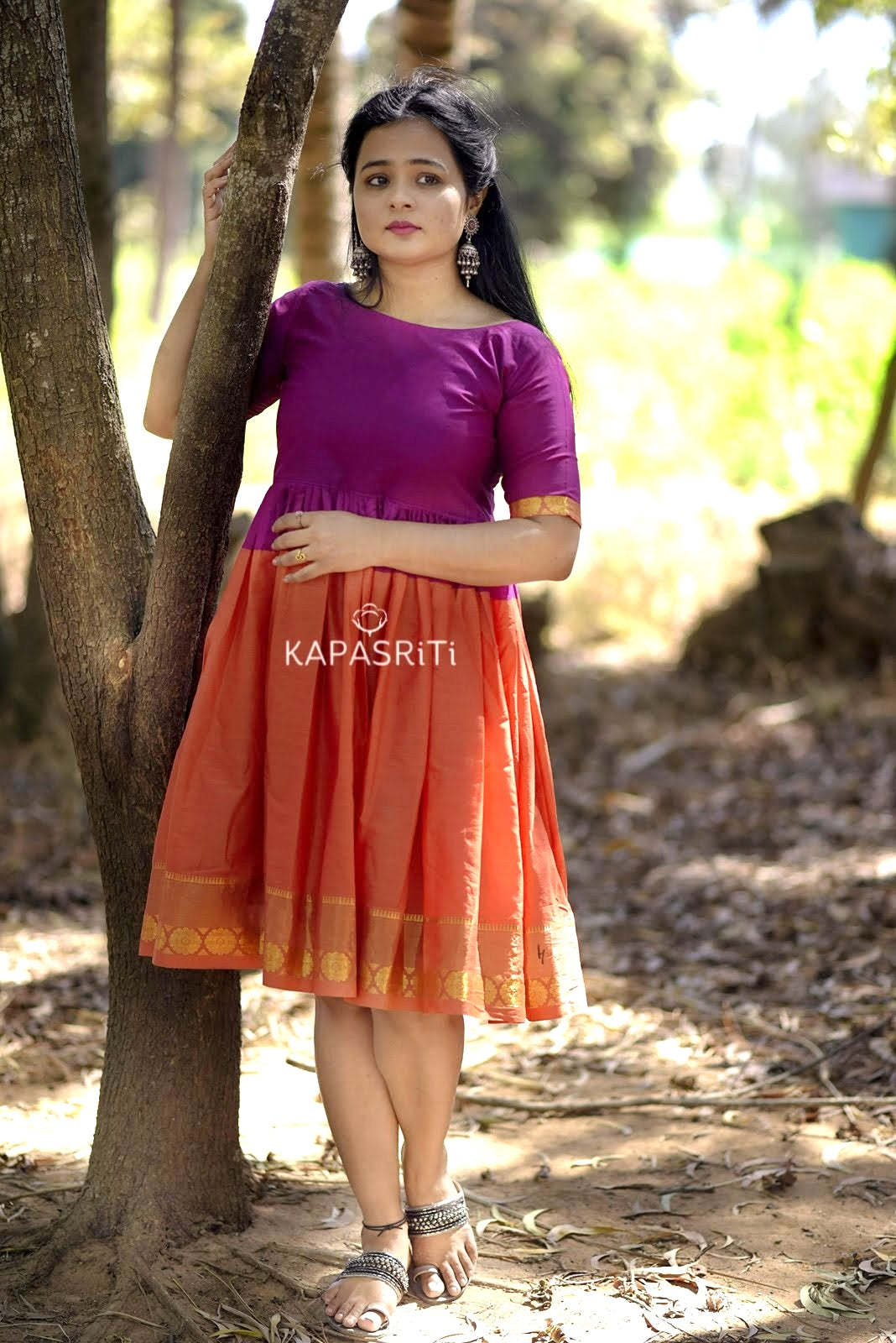 Magenta Zari Border Dress