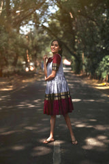 Collar Grey Zari Border Dress
