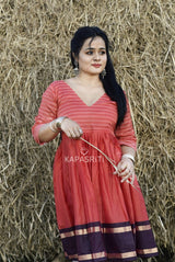 Peach Stripes Belt Dress