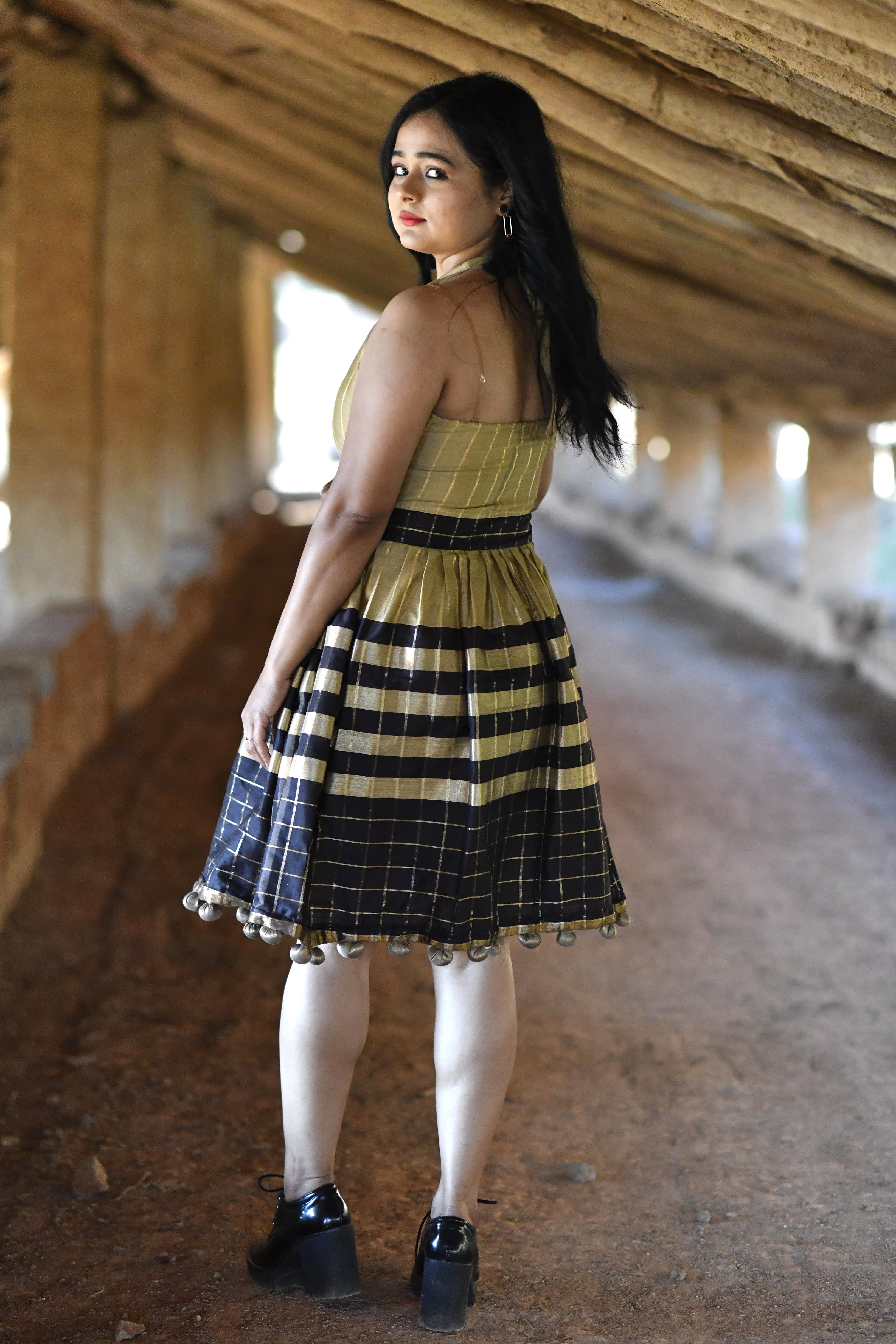 Halter Neck Pompom Dress